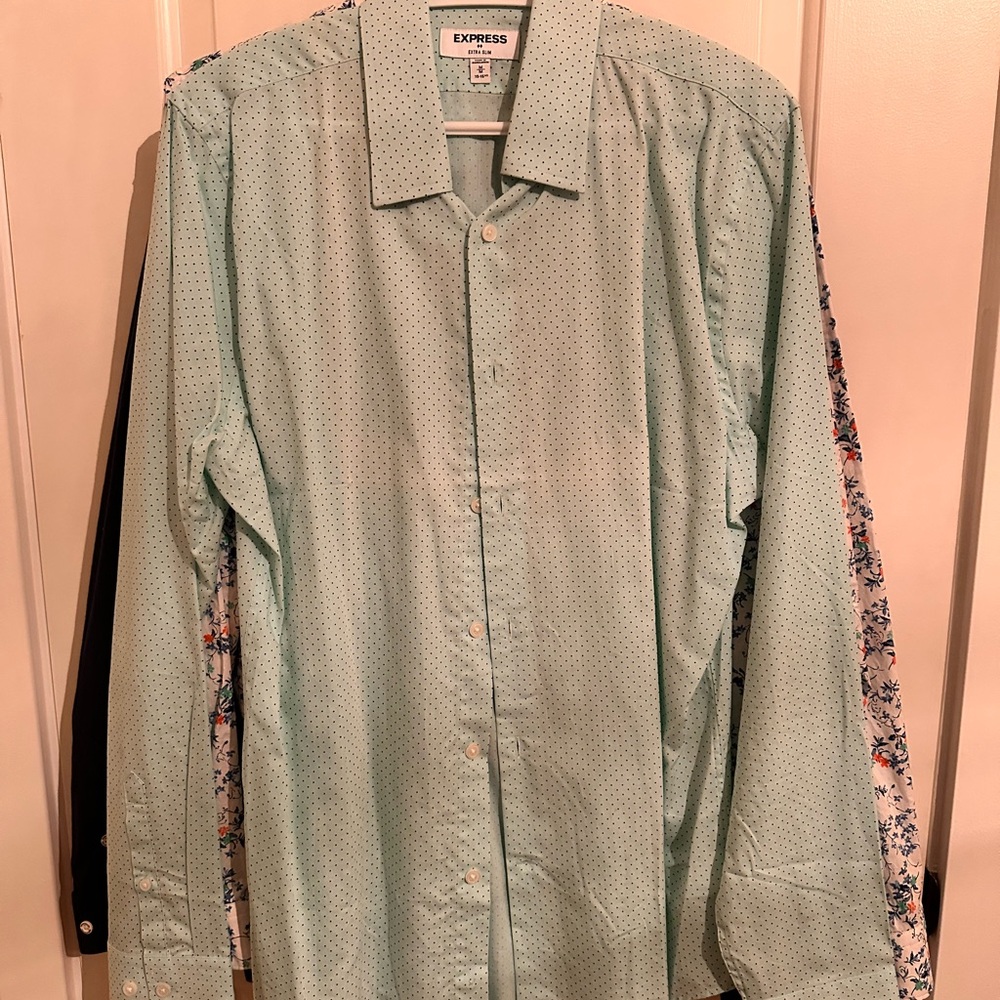 Express Men's Mint Green Button-Down Shirt